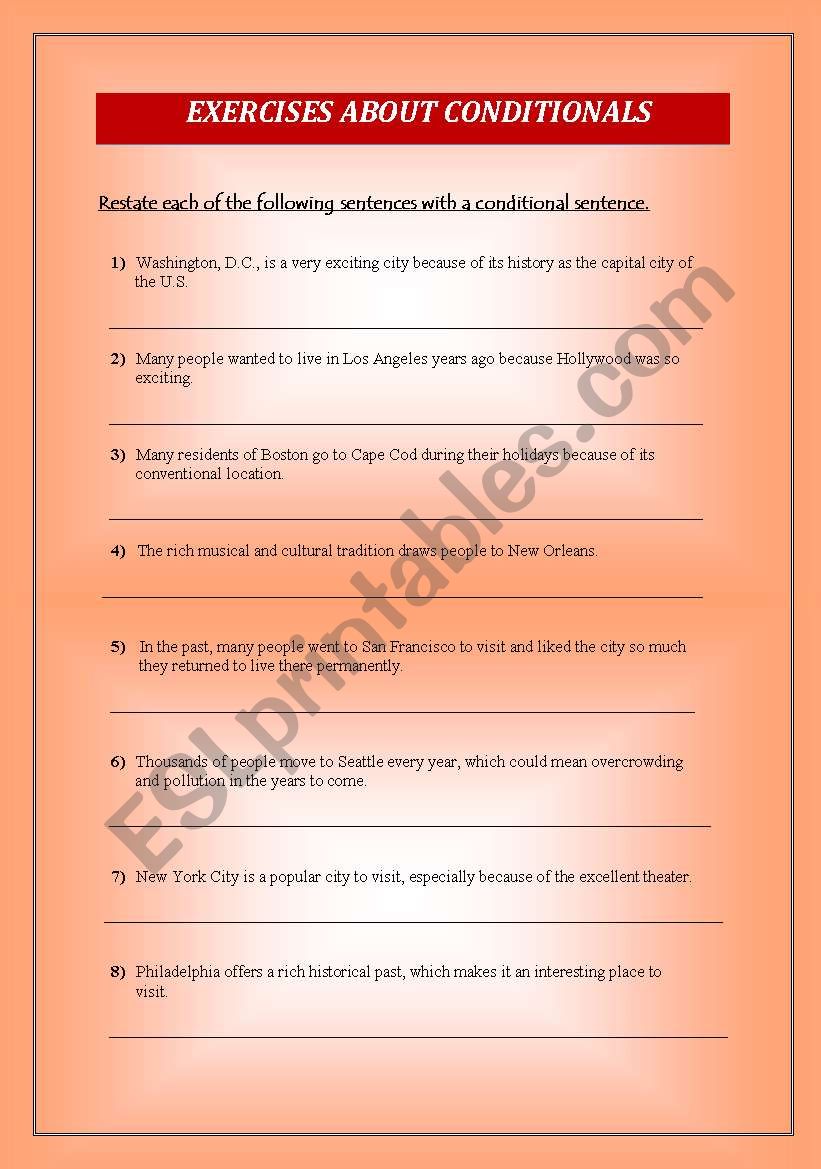 Conditionals exercise worksheet