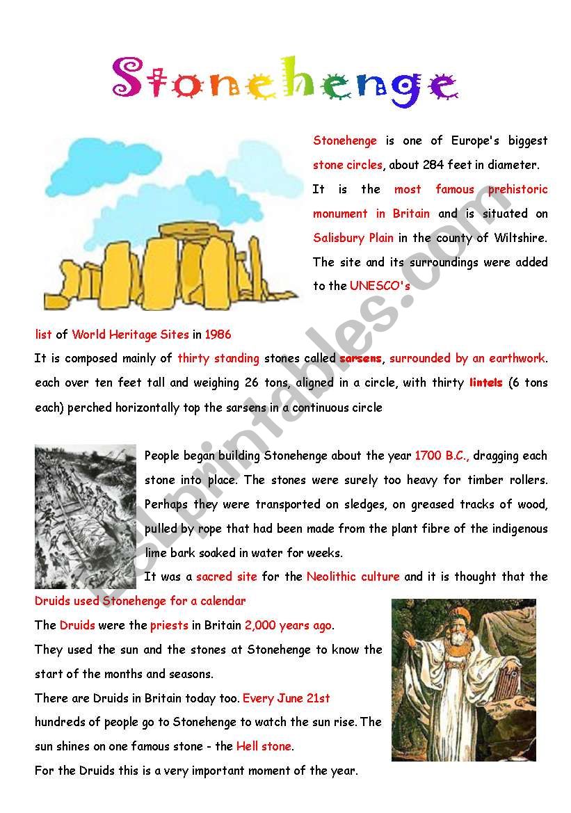 Stonehenge worksheet