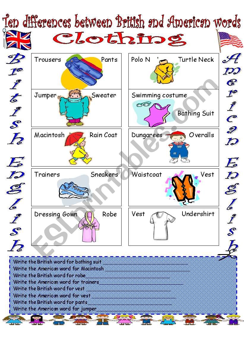 British English vs. American English (2)...Clothing