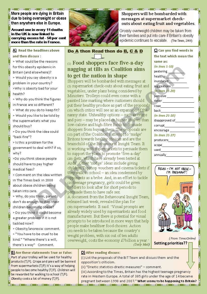 Obese Britain worksheet