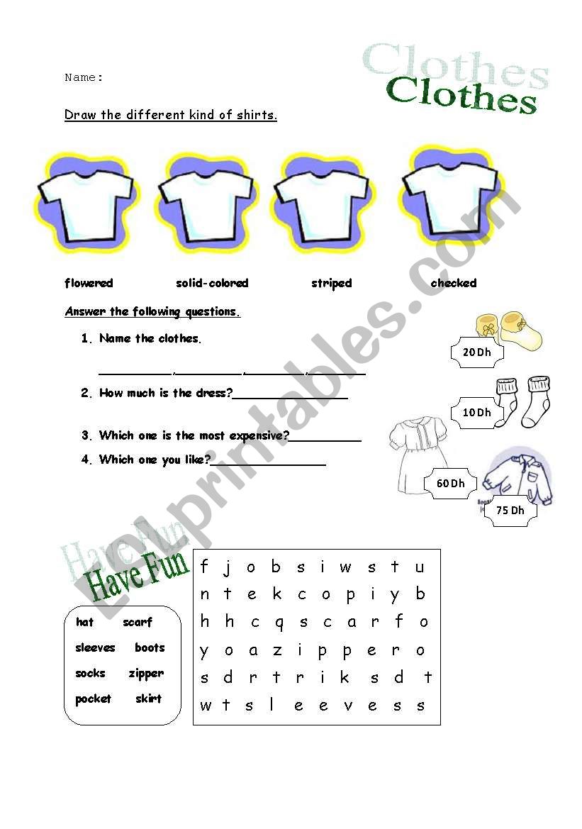 My Clothes worksheet