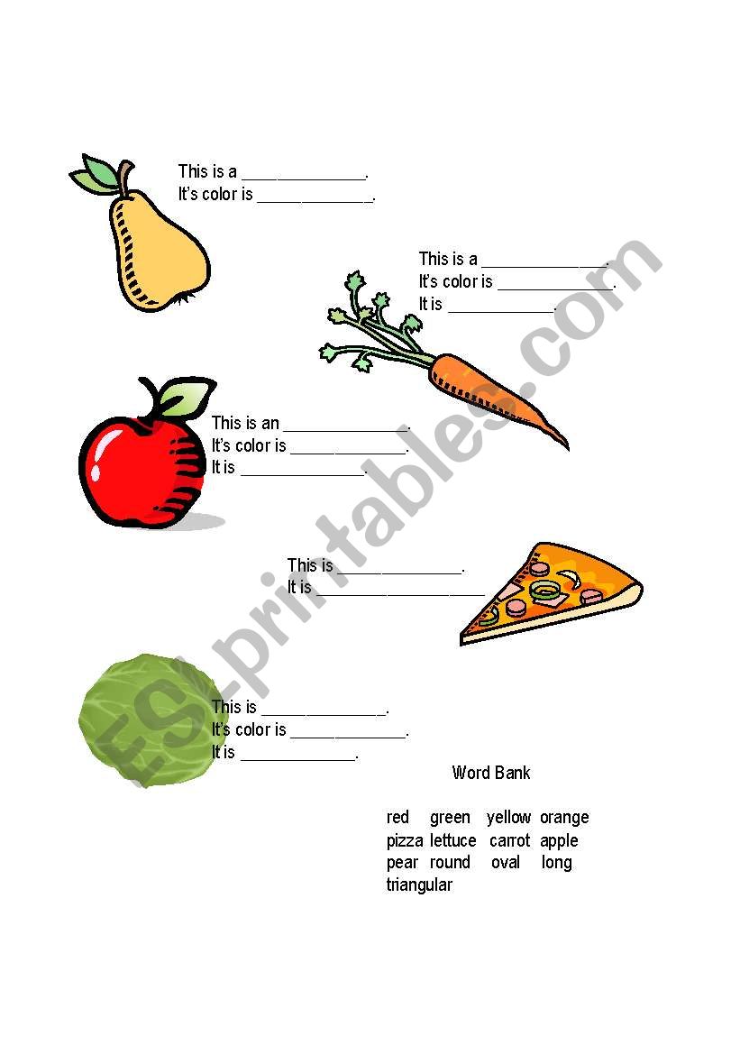 Food Vocabulary 1 worksheet