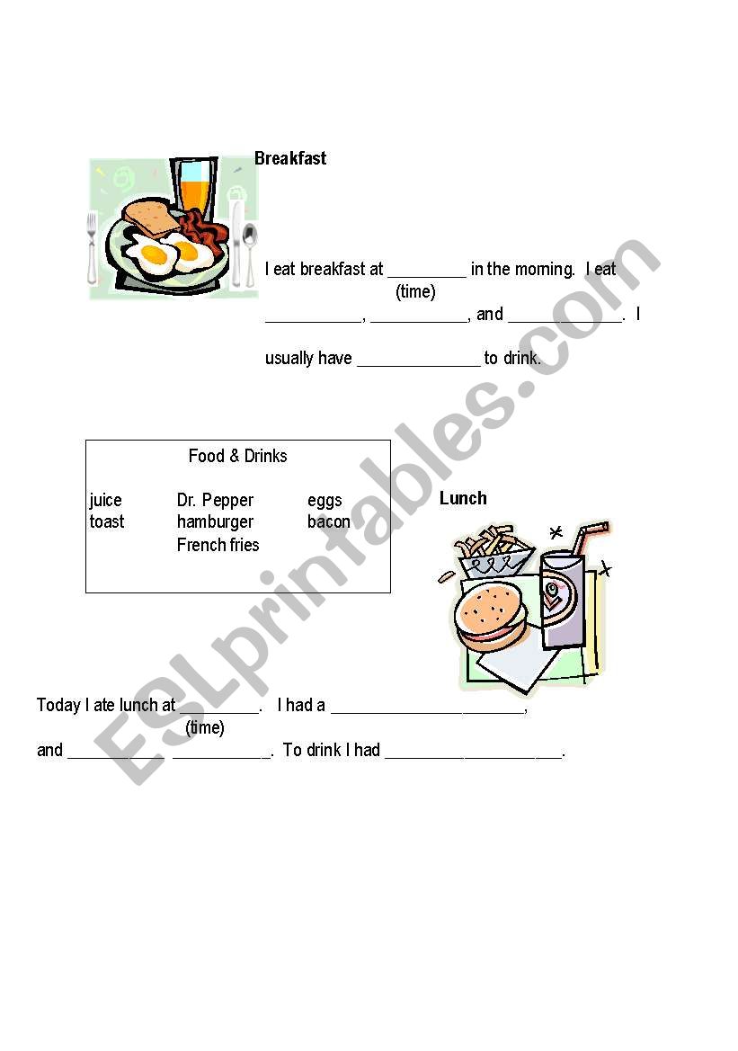 Food vocabulary 2 worksheet