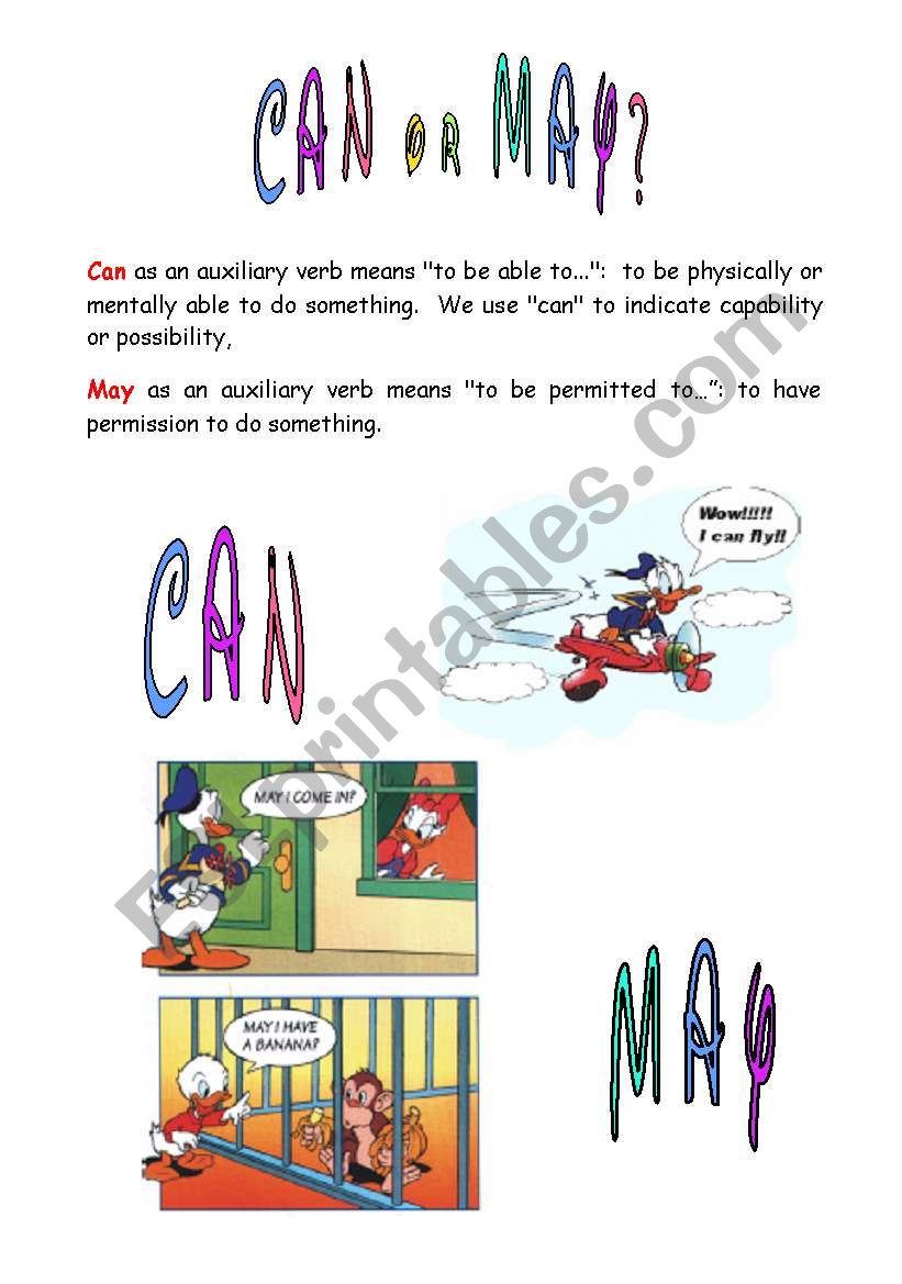 CAN or MAY? worksheet