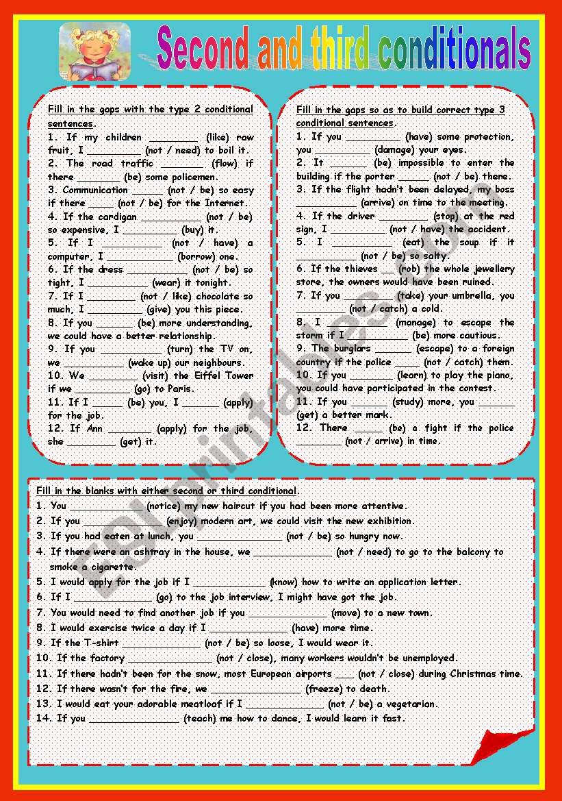 Second and third conditionals worksheet