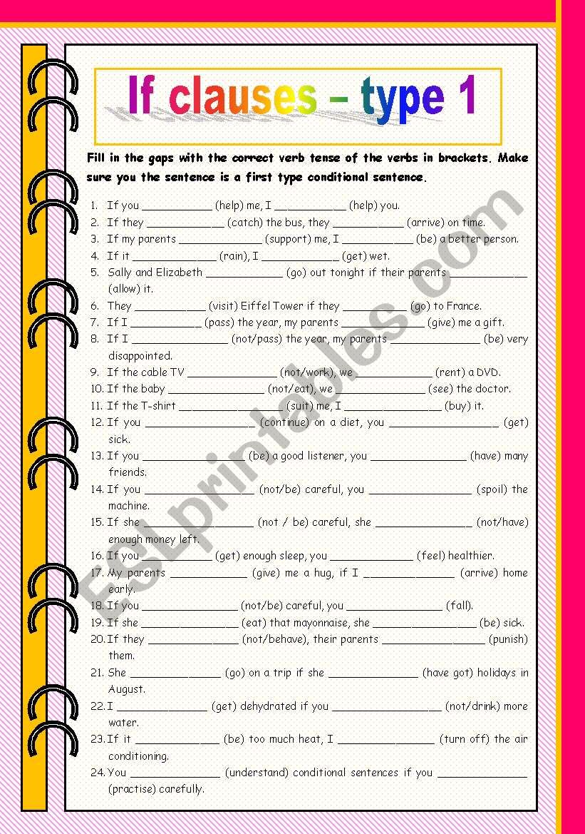 If clauses - type 1 worksheet