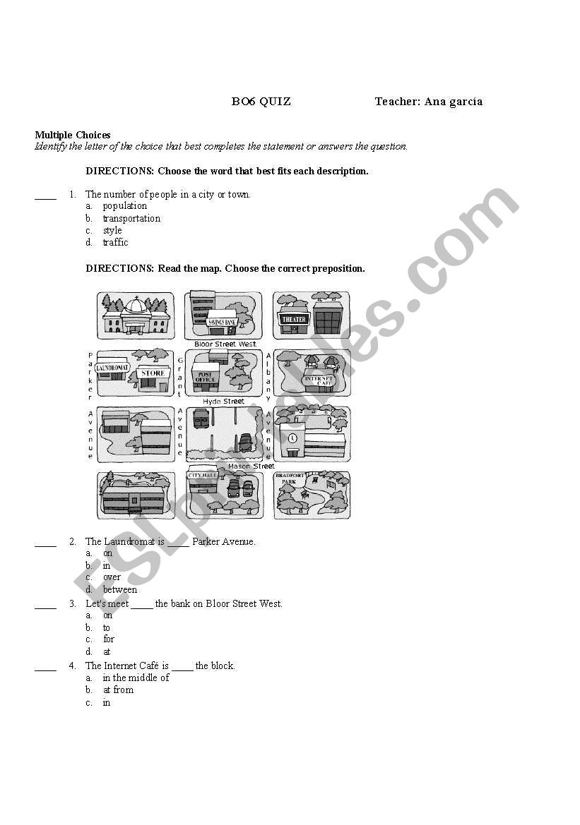 QUIZ  worksheet