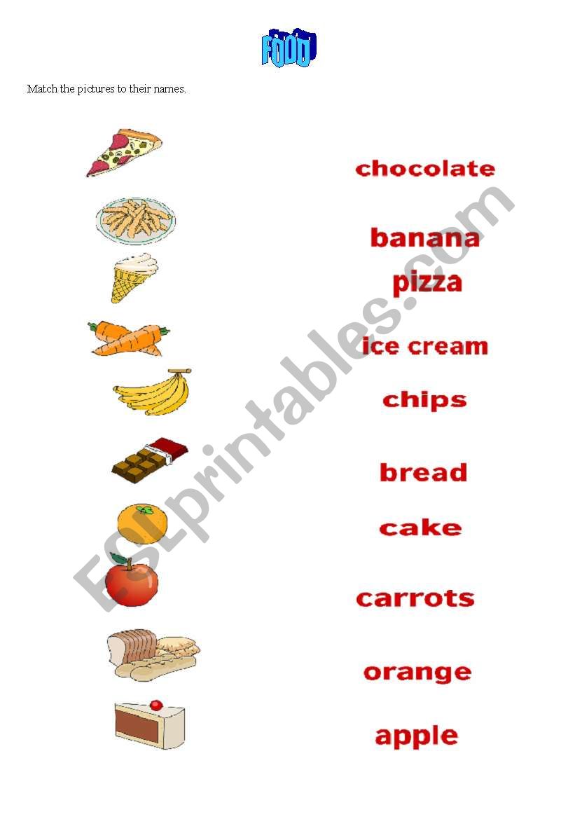 Food matching worksheet