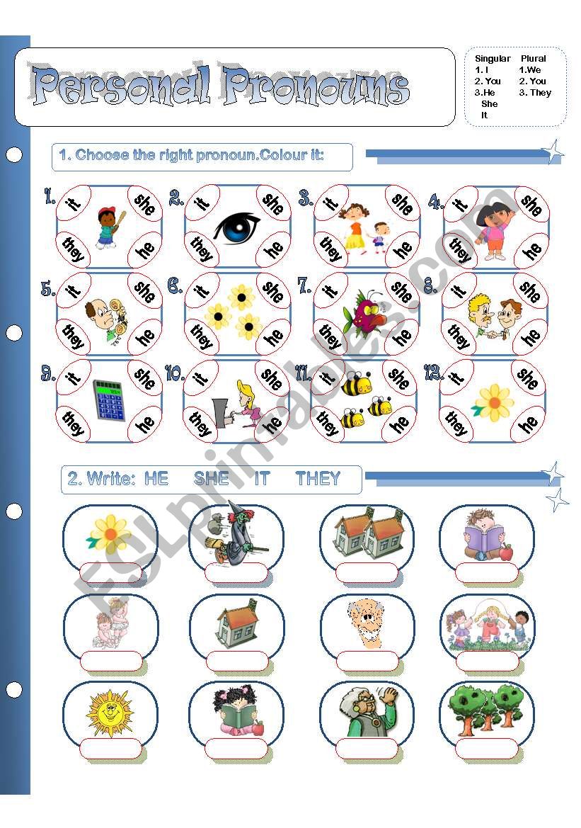 Personal Pronouns worksheet