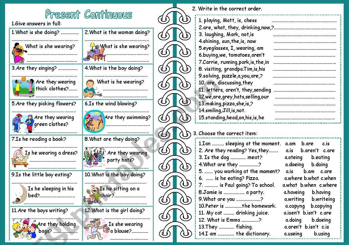 Present simple and present continuous worksheet