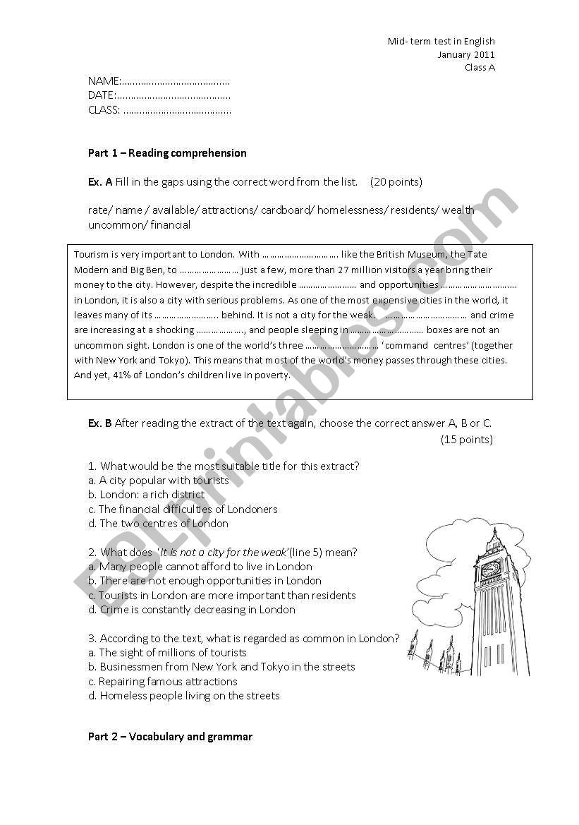 TEST for high school students (1/3) + KEY