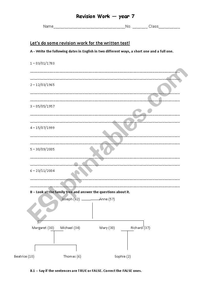 Simples Present, Family (possessive case) and dates