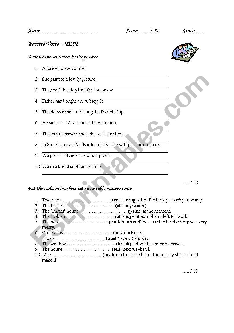 Passive Voice Test worksheet