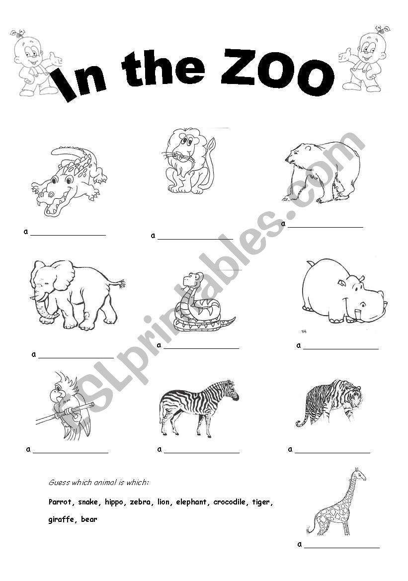 Animals in the ZOO worksheet