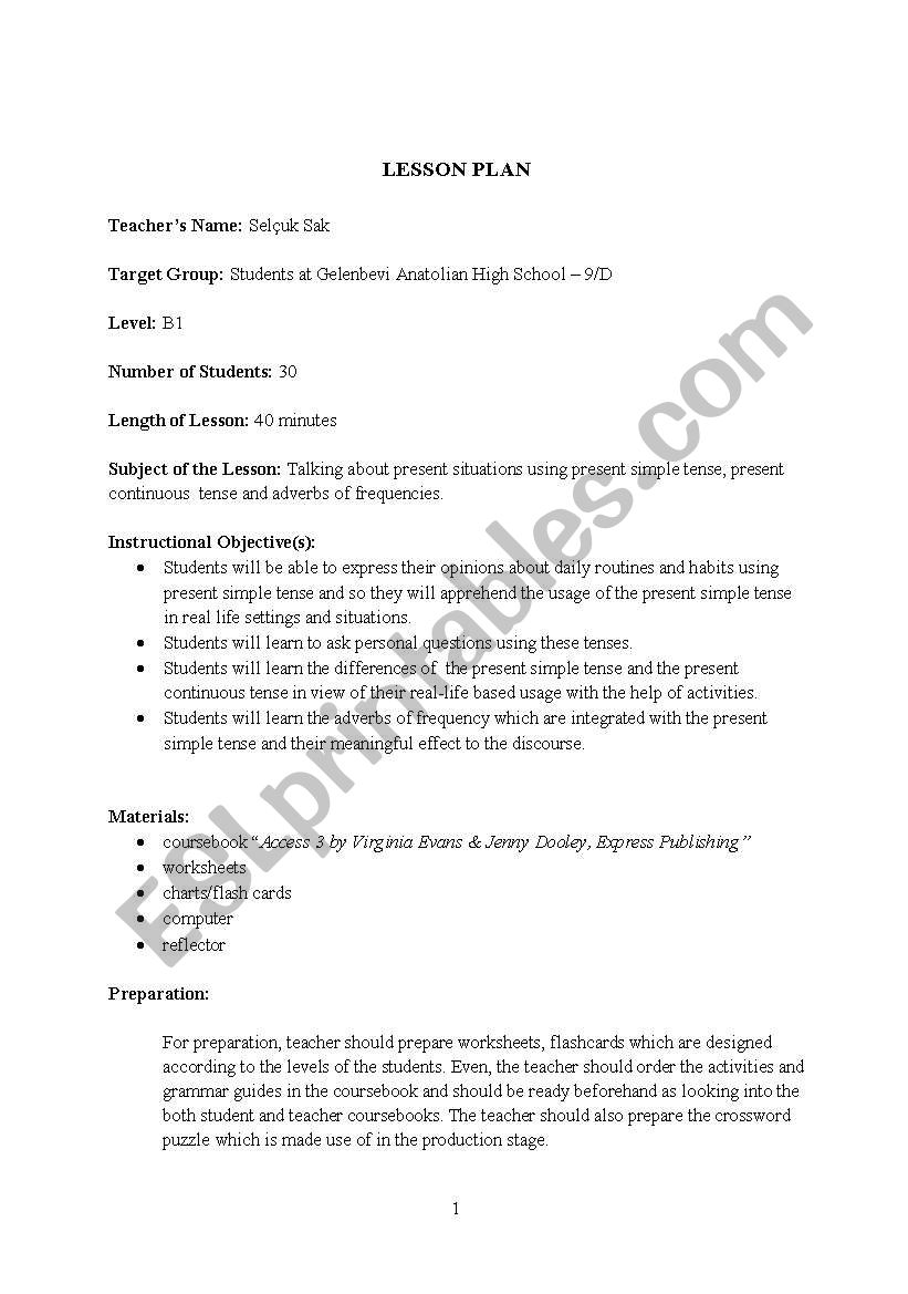 lesson plan-1 worksheet