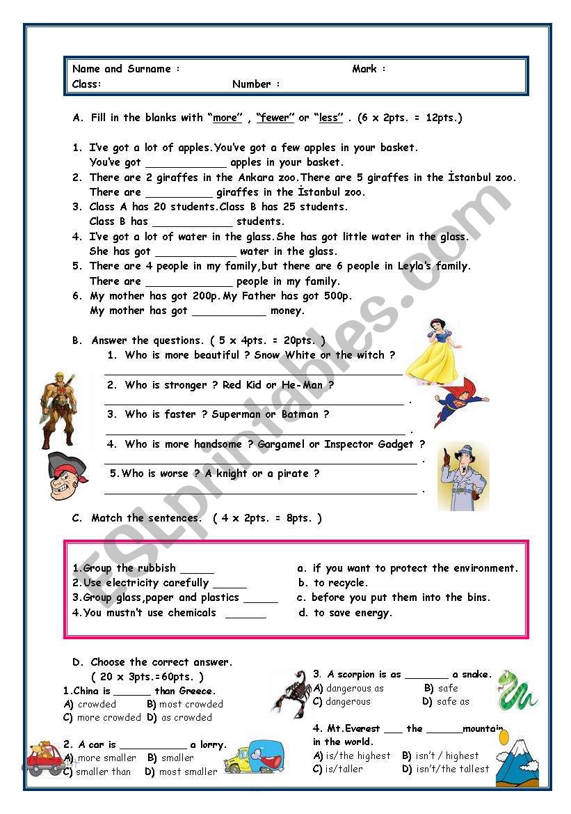 comparatives worksheet