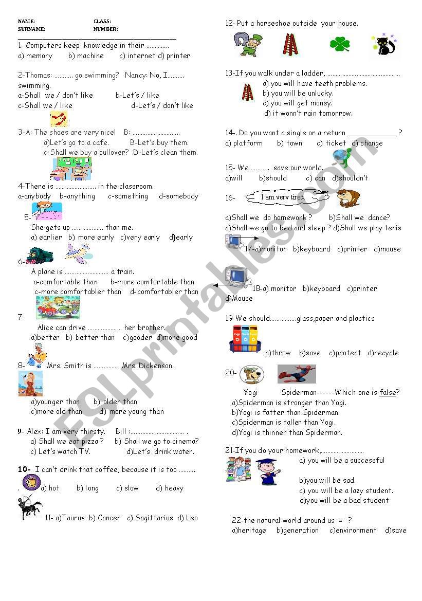 comparatives worksheet