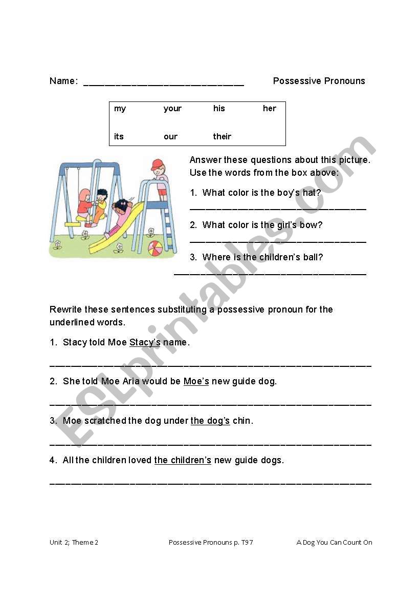 Possessive Pronouns worksheet