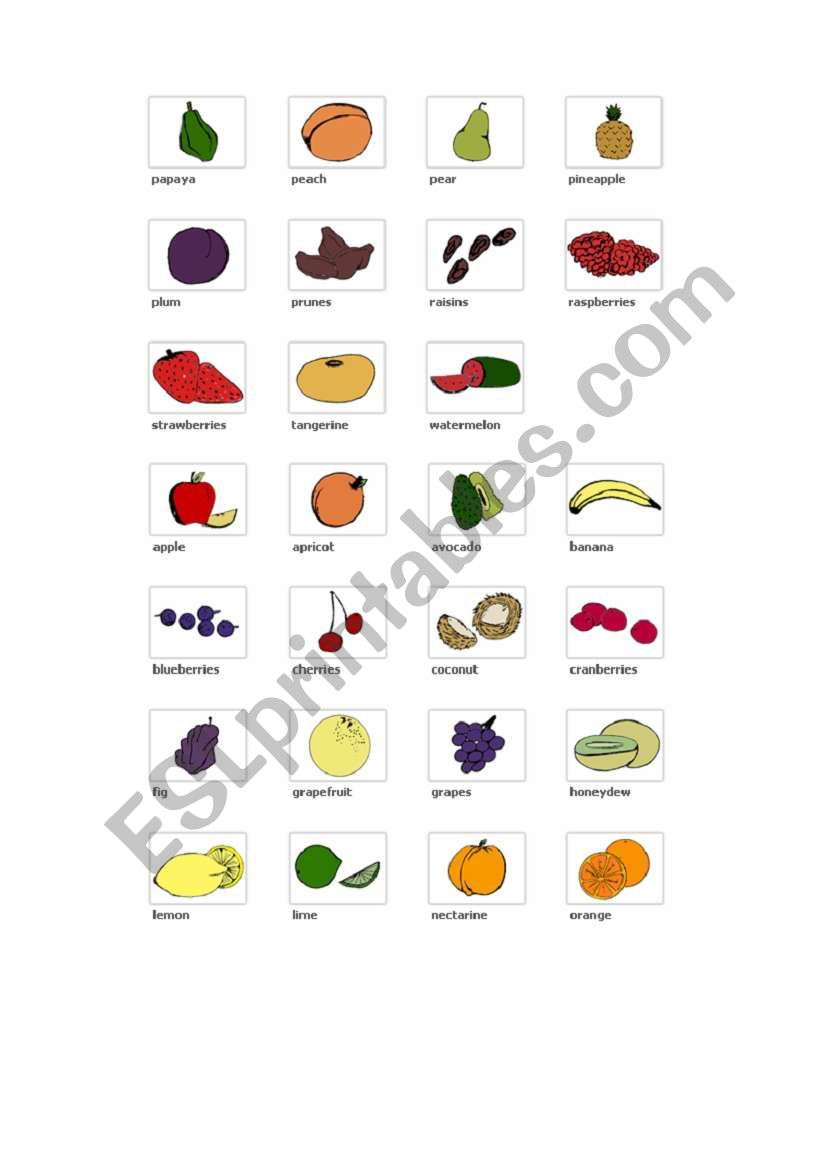 Fruits  worksheet