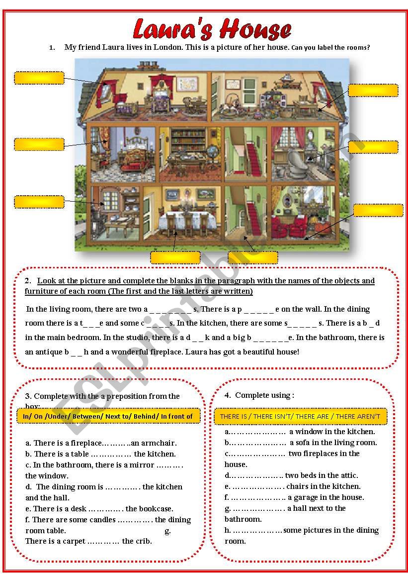 LauraÂ´s House worksheet