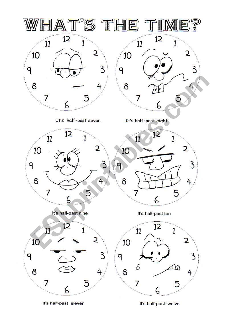 what´s the time? half past Part 4 - ESL worksheet by ingrid10