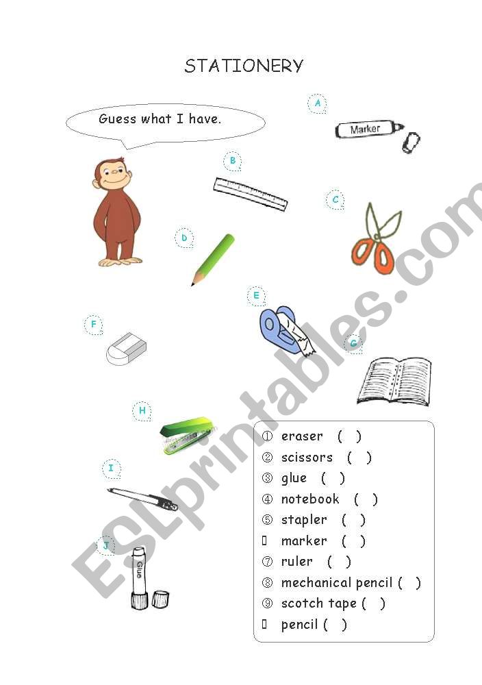 Stationery  worksheet