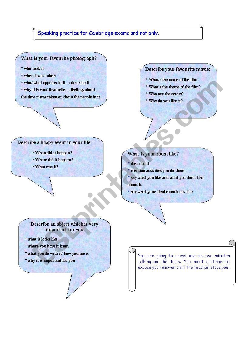 Speaking worksheet