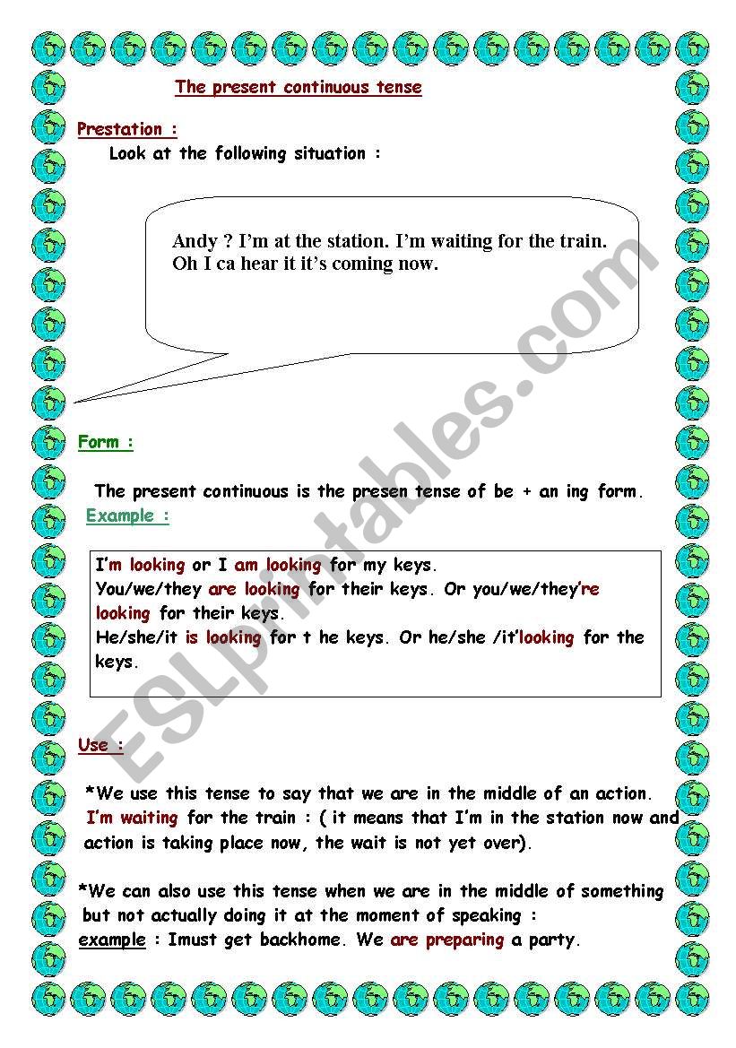 present continuous worksheet