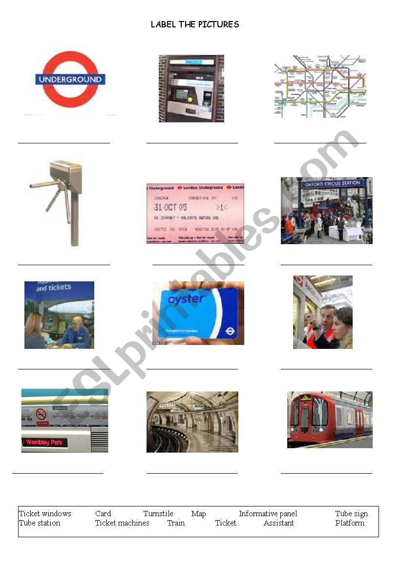 LONDON TUBE worksheet