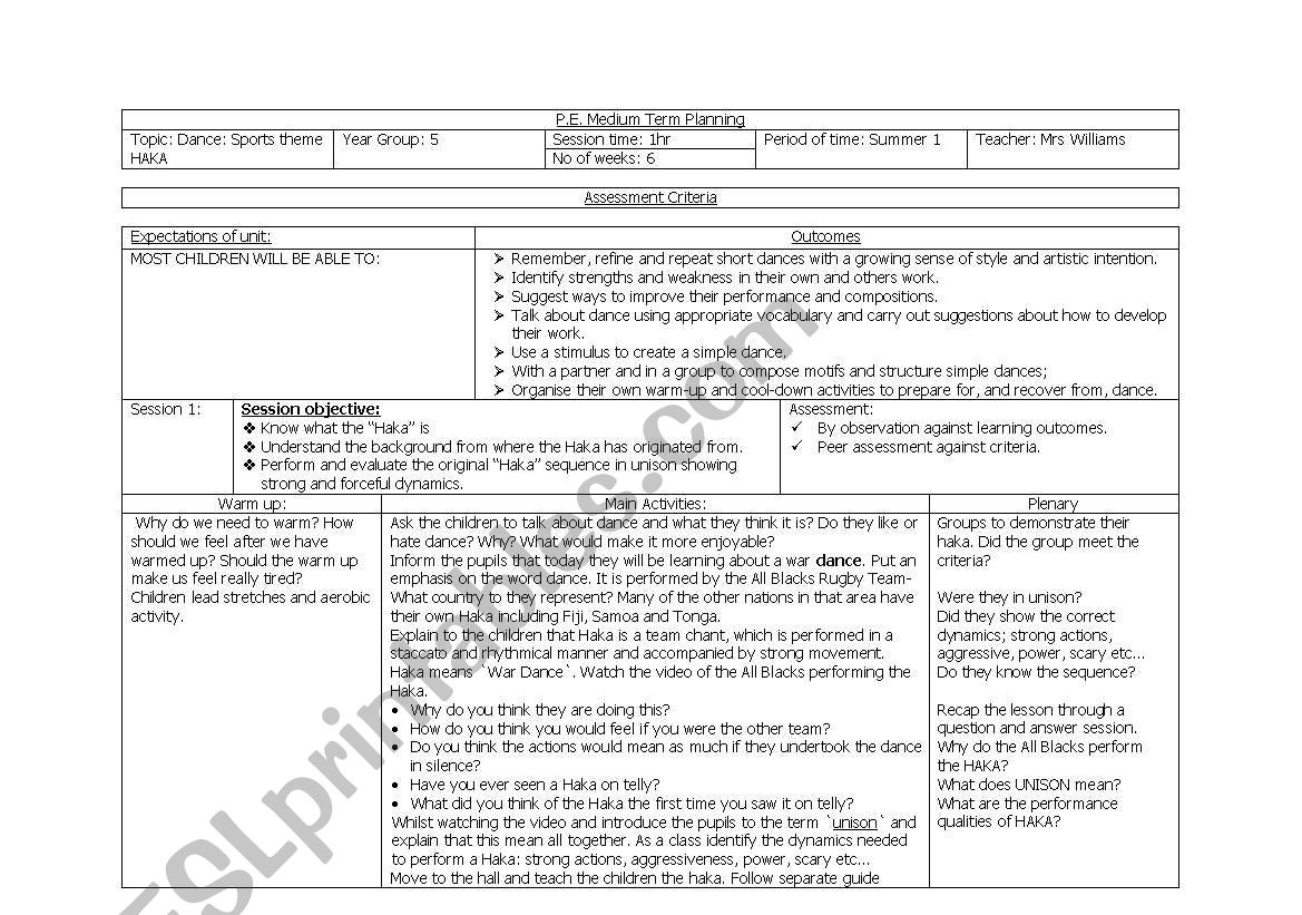 The Haka worksheet