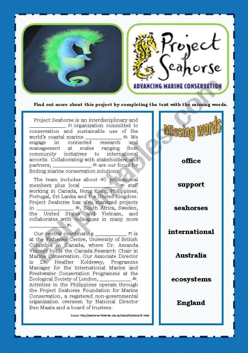  Project Seahorse worksheet