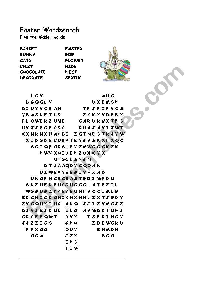 Easter Wordsearch worksheet