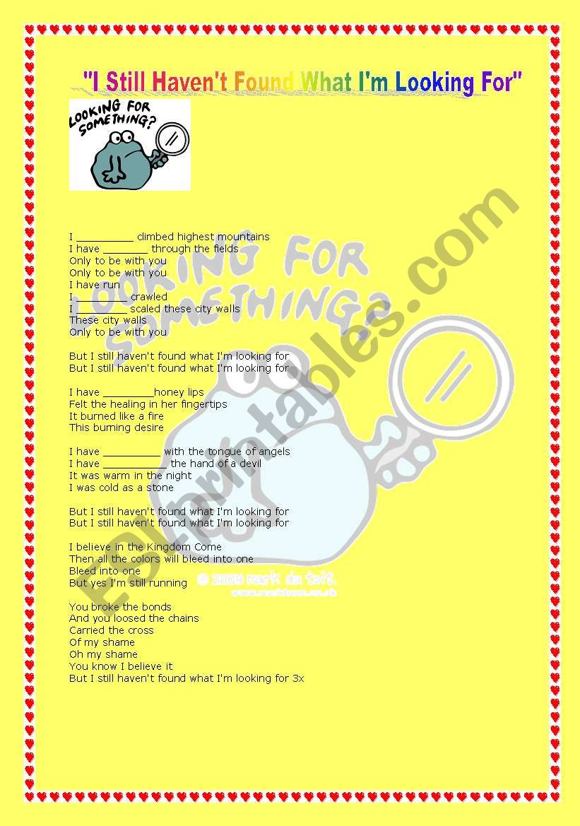 I STILL HAVENÂ´T FOUND WHAT IÂ´M LOOKING FOR BY U2