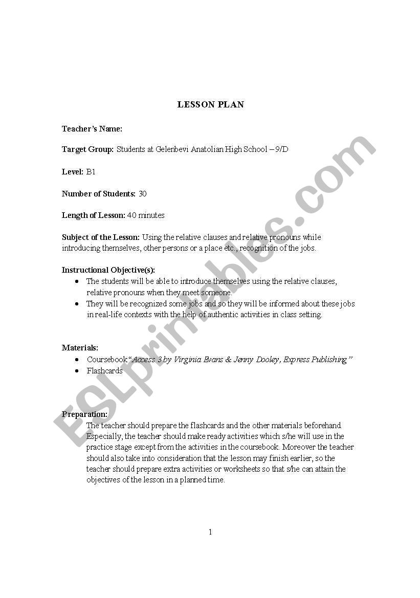 lesson plan-2 worksheet