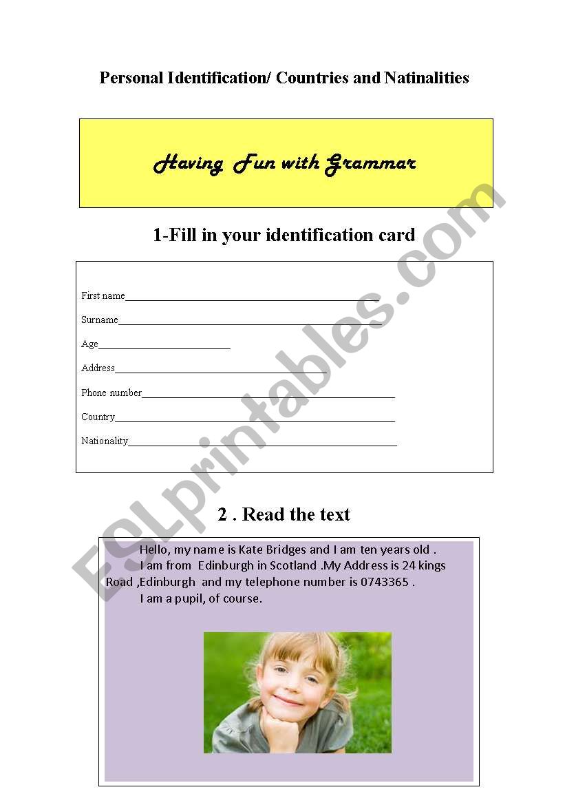 Having fun with Grammar worksheet