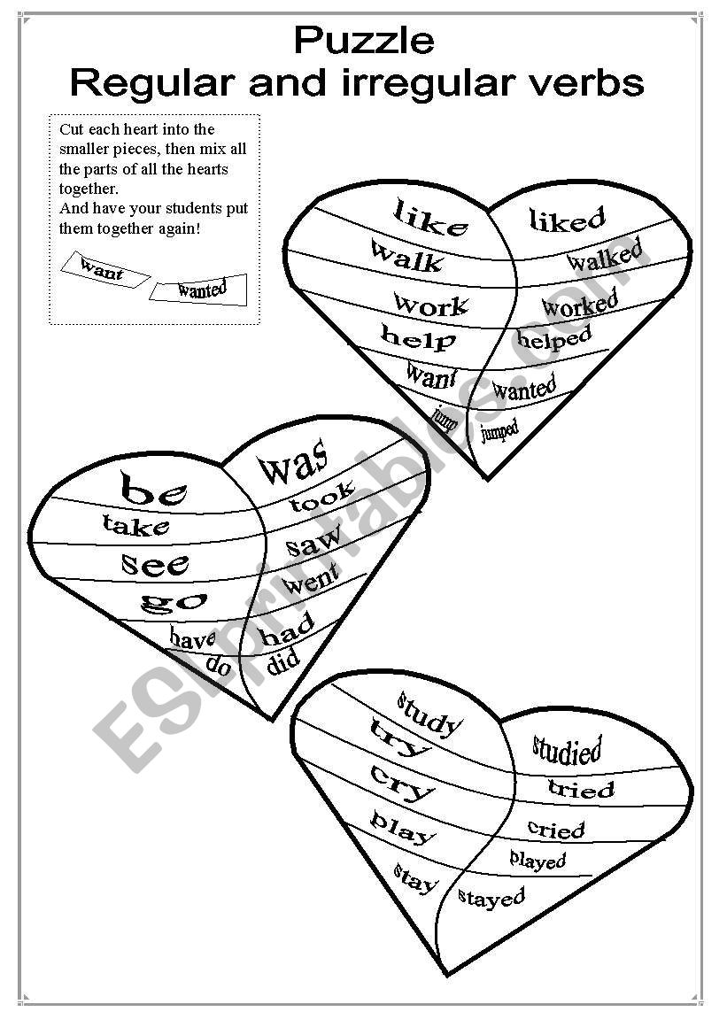 Puzzle. Past simple, regular and irregular verbs.