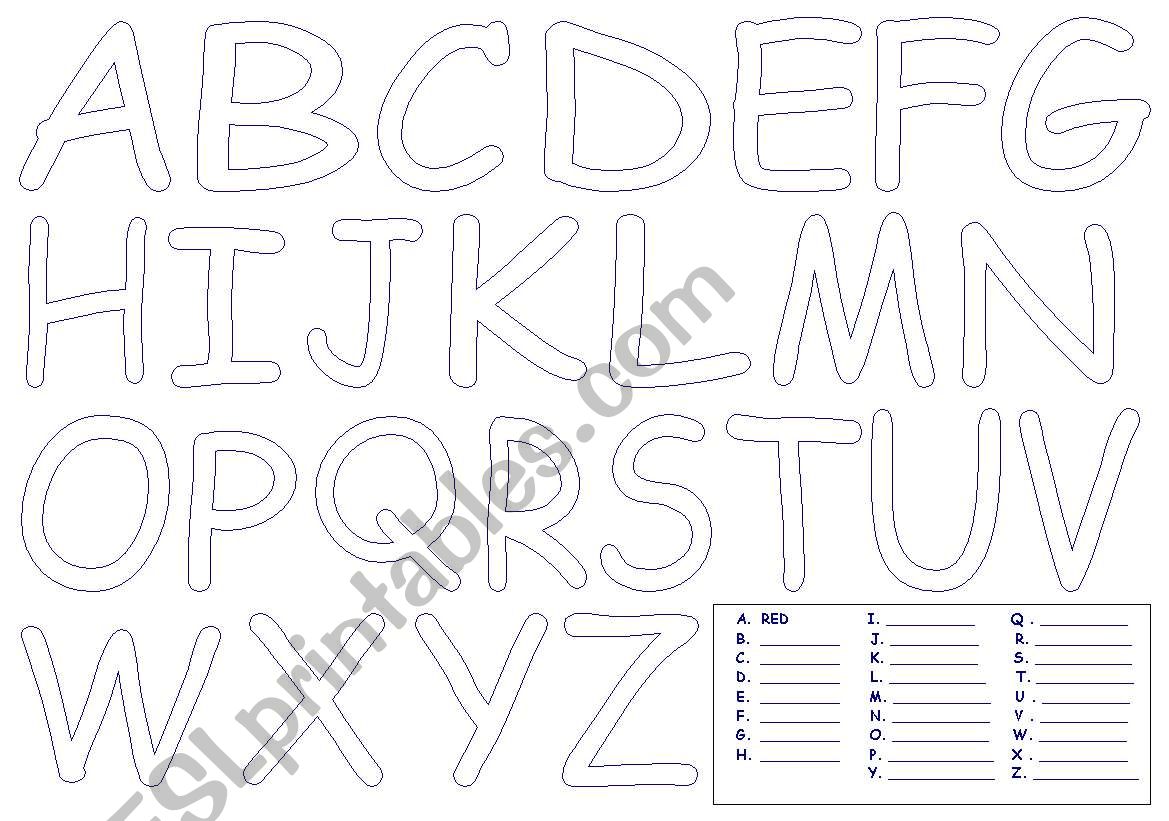 colours worksheet