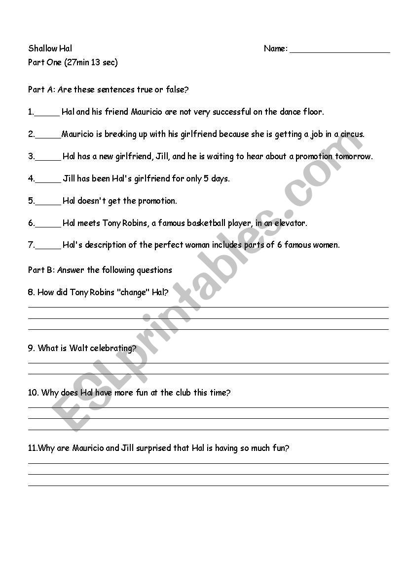 Shallow Hal worksheet