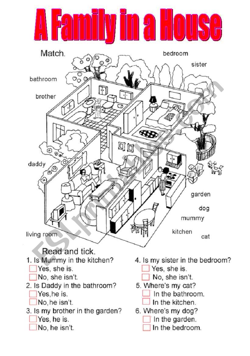 family in the house worksheet