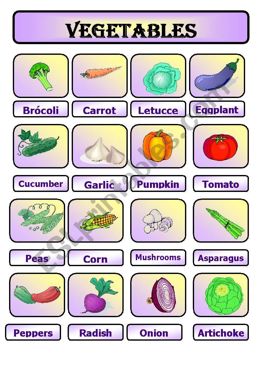 Picitionary  Vegetables worksheet