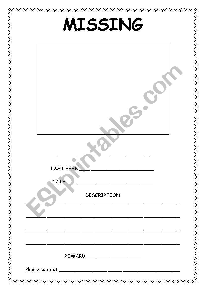 Missing Poster  worksheet