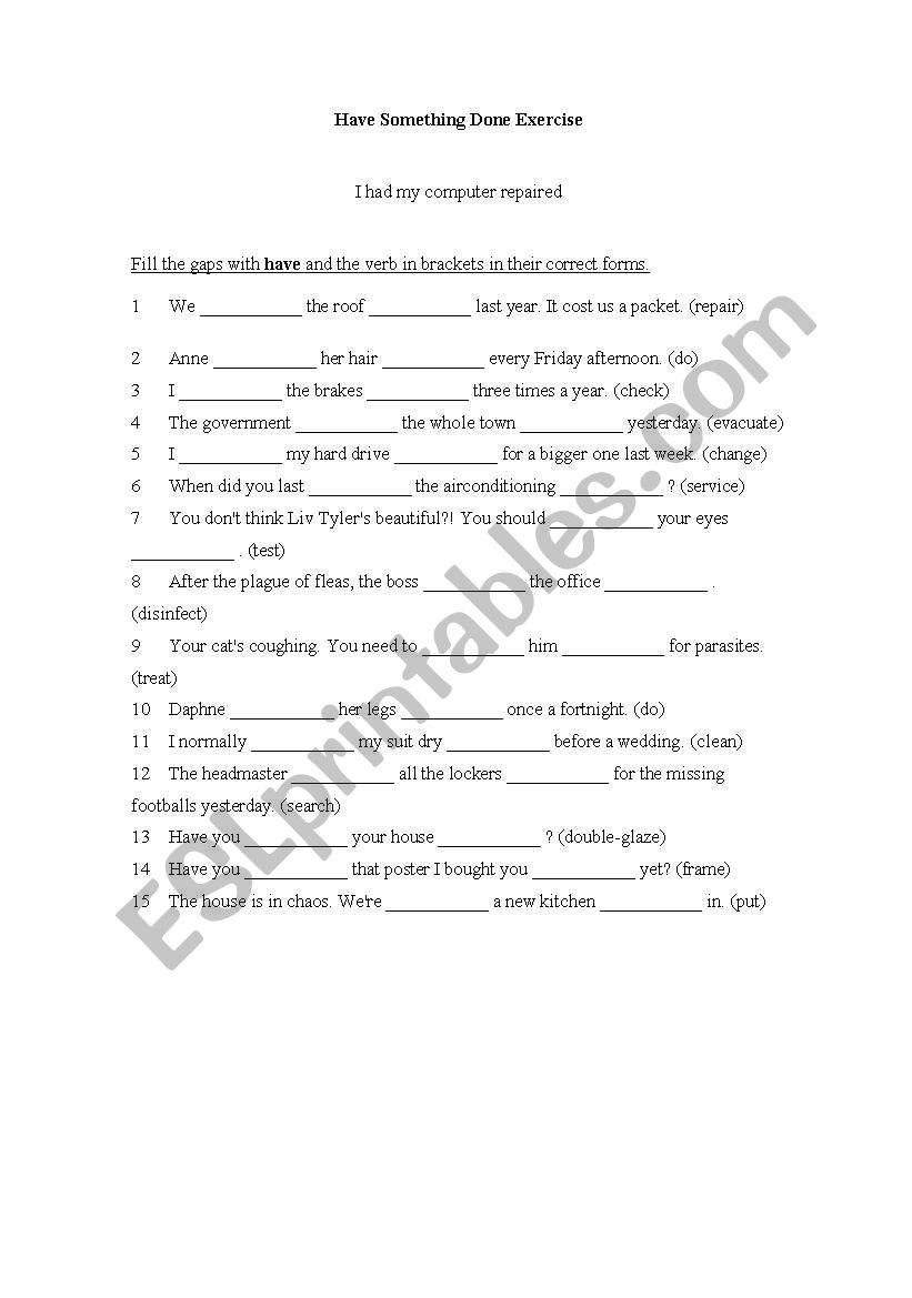 have something done worksheet