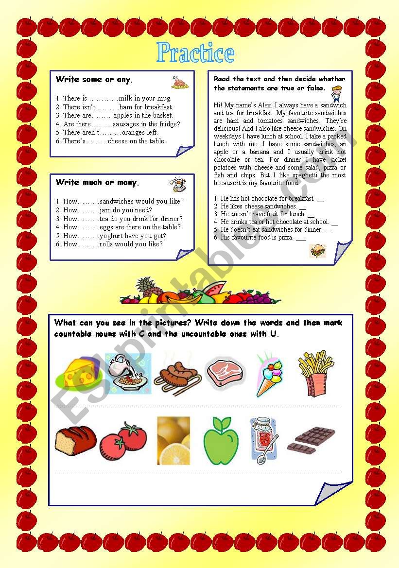 food and drink /revision/ (2 pages + editable + key)