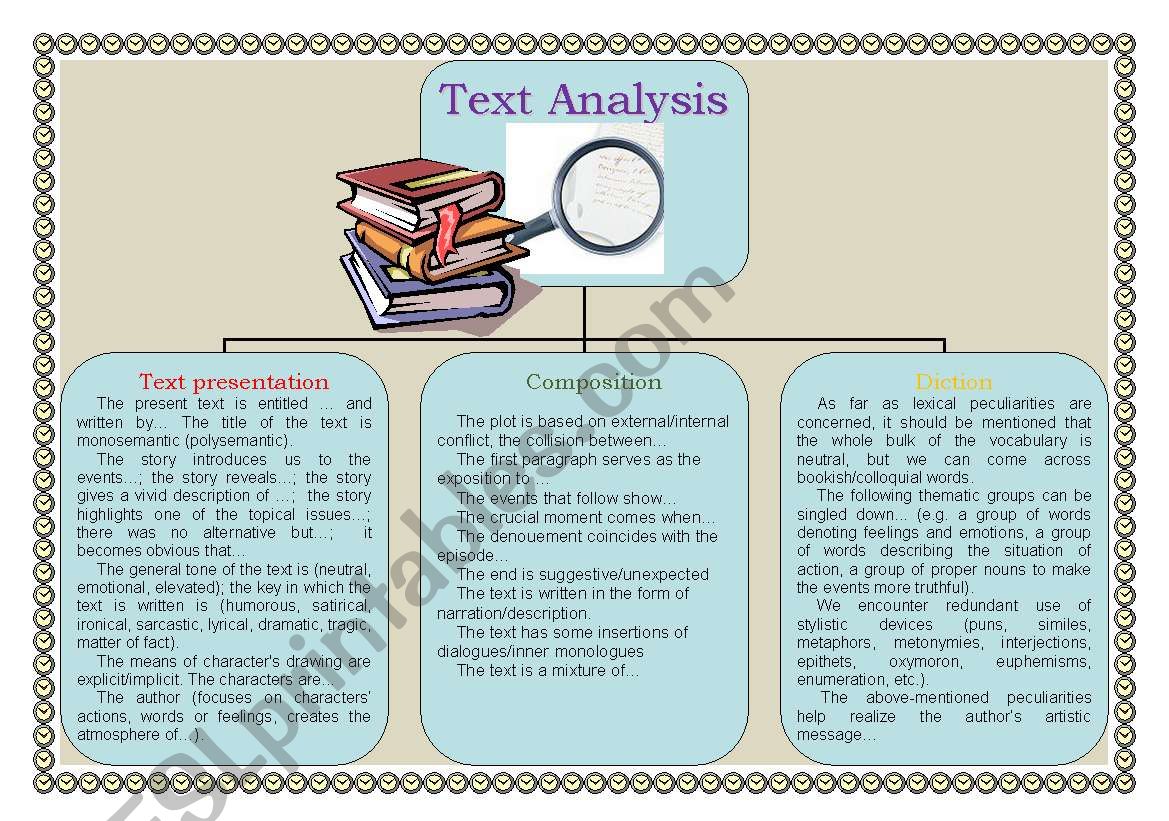 SCHEME FOR TEXT ANALYSIS   worksheet