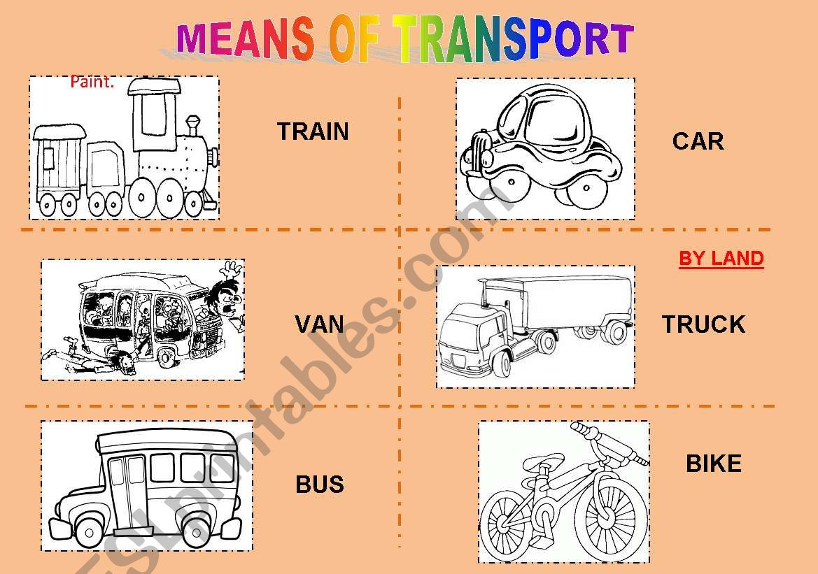 Means of Transport worksheet