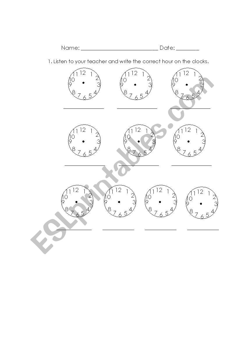 ask and giving time worksheet