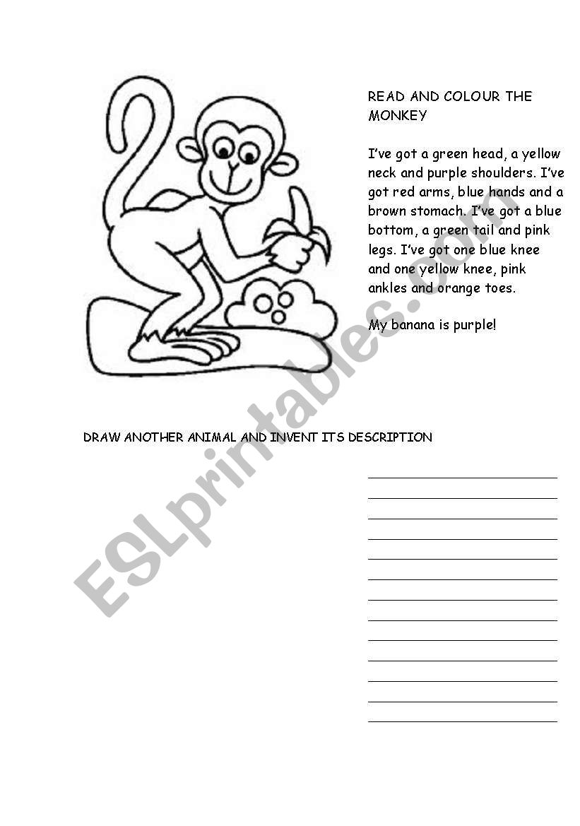 COLOUR THE MONKEY worksheet