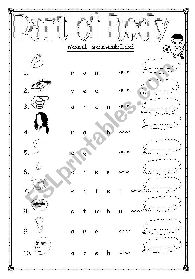 Part of body worksheet