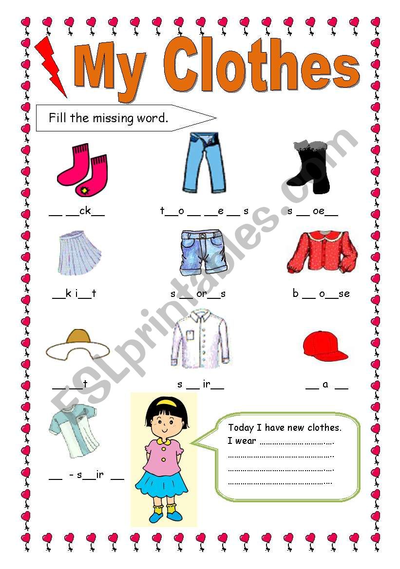 My clothes worksheet