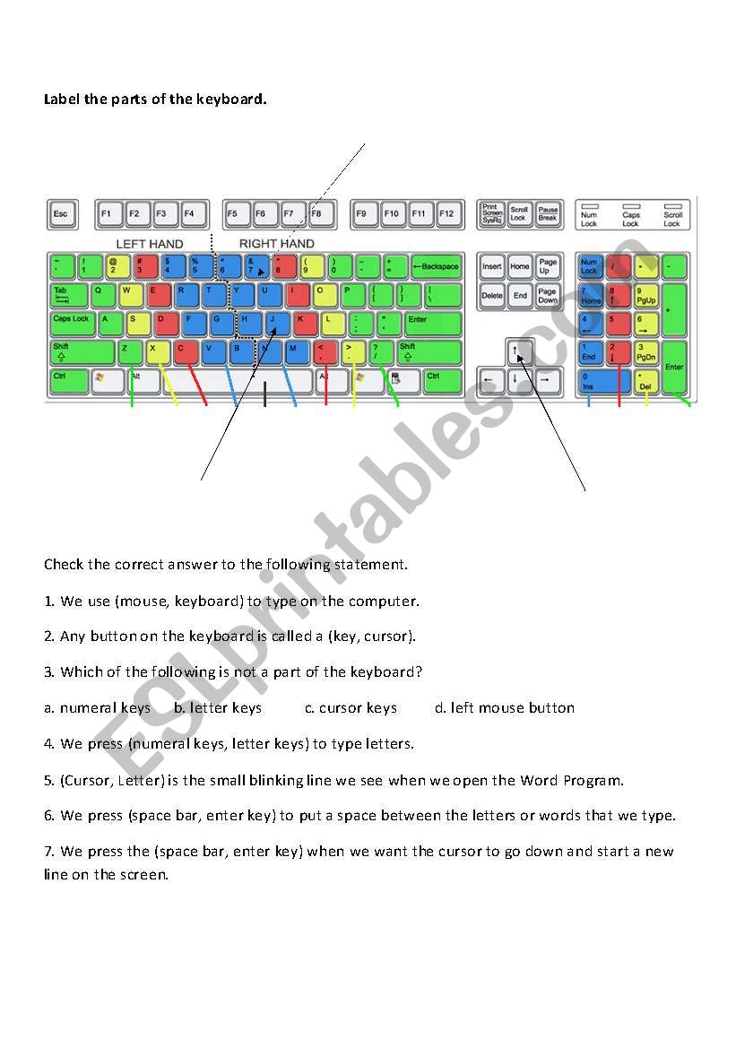 computer keyboard worksheet